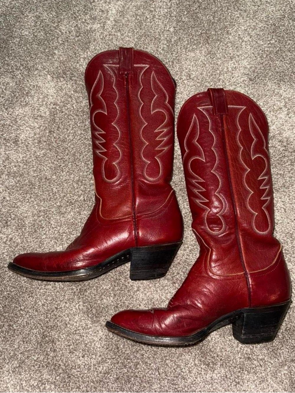 Larry Mahan red leather western cowgirl boots